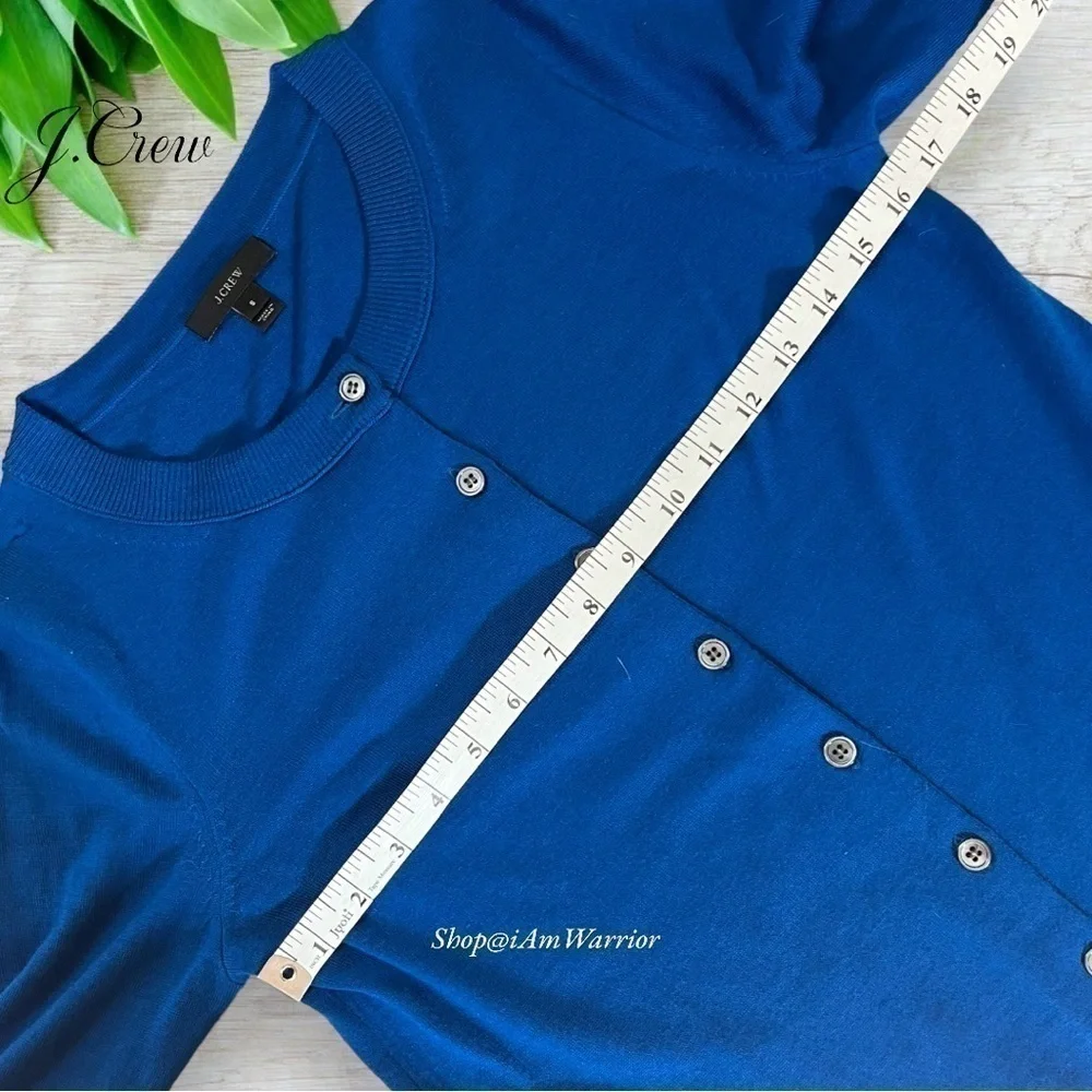 J.Crew electric blue Tippi fine wool crewneck cardigan sweater *shop@iamwarrior